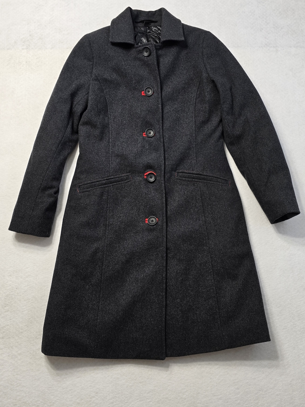 Classic Dark Gray Wool Blend Women's Coat Suze 4RG - Picture 4 of 13